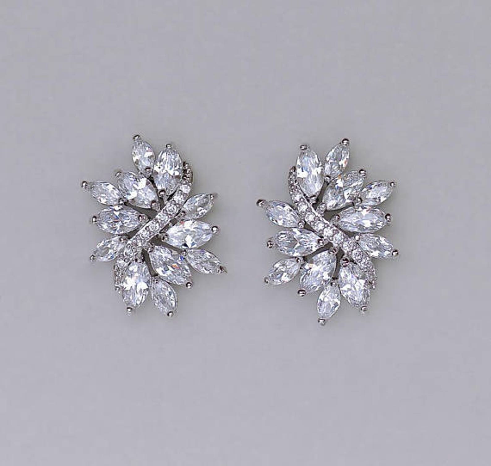 Crystal Stud Earrings Crystal Bridal Earrings Pearl Bridal - Etsy
