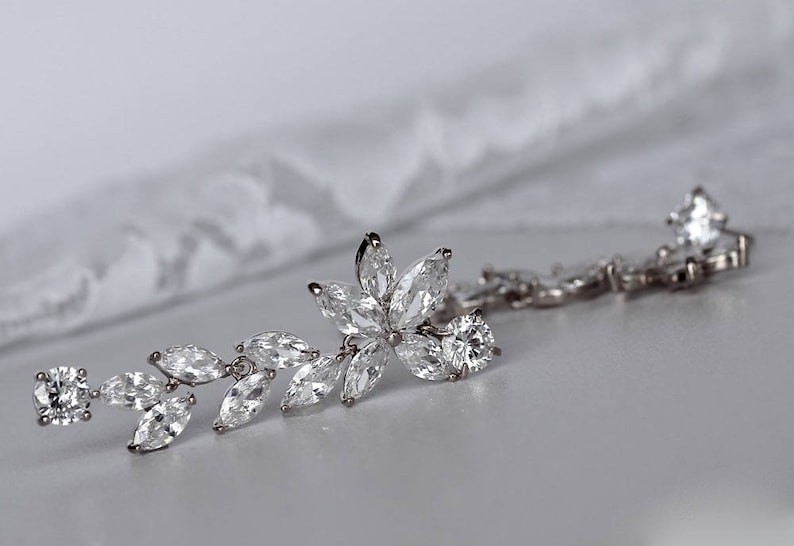 Crystal Bridal Set Bridal Jewelry Set White Gold Necklace Etsy