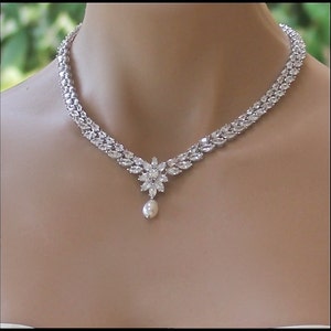 Crystal Bridal Necklace, Crystal Necklace, Crystal Bridal Jewelry, Wedding Necklace,  COLETTE