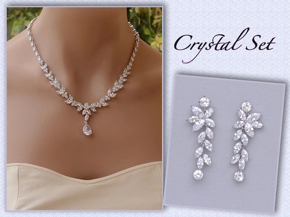 Set joyería nupcial Conjunto de joyas de cristal Juego de - Etsy España