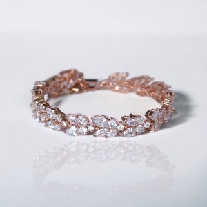 Rose Gold Bridal Bracelet, Crystal Bracelet, Rose Gold Bridal Jewelry, CLEO RG image 10