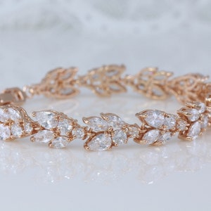 Rose Gold Bridal Bracelet, Crystal Bracelet, Rose Gold Bridal Jewelry, CLEO RG image 2