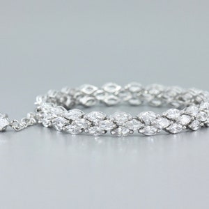 Crystal Bracelet Silver, Marquise Bridal Bracelet, Wedding Tennis Bracelet, Bridal Jewelry, Wedding Jewelry, FELICITY
