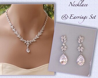 Bridal Jewelry Set, Crystal Necklace & Earring Set, Crystal Jewelry Set, Wedding Jewelry Set, DENISE/
