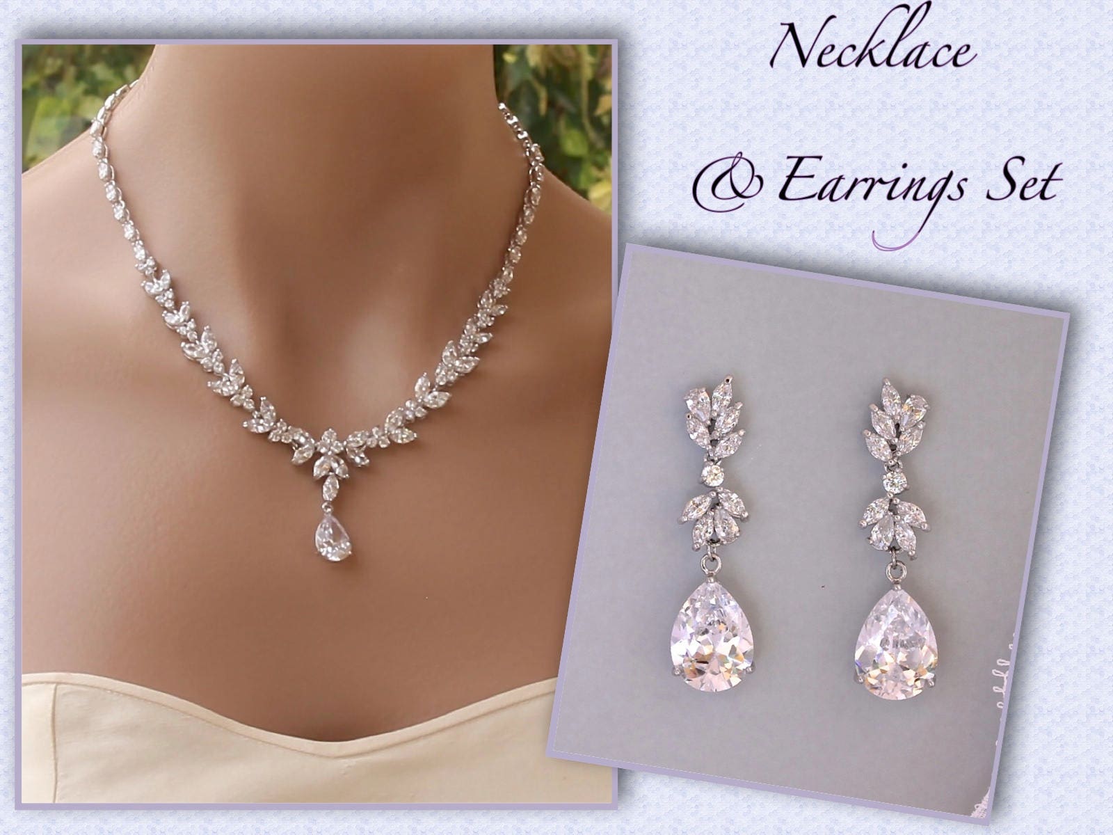 Conjunto De Joyas De Novia De Cristal De Bligery Collar De Conjunto De Joyas De Novia De Cristal De Bligery Collar De