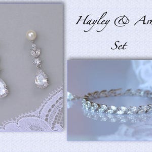 Bridal Jewelry Set, Crystal Bracelet & Earrings Set, Bridal Earrings Set, Tennis Bracelet, Crystal Bridal Jewelry, Hayley/Ashley