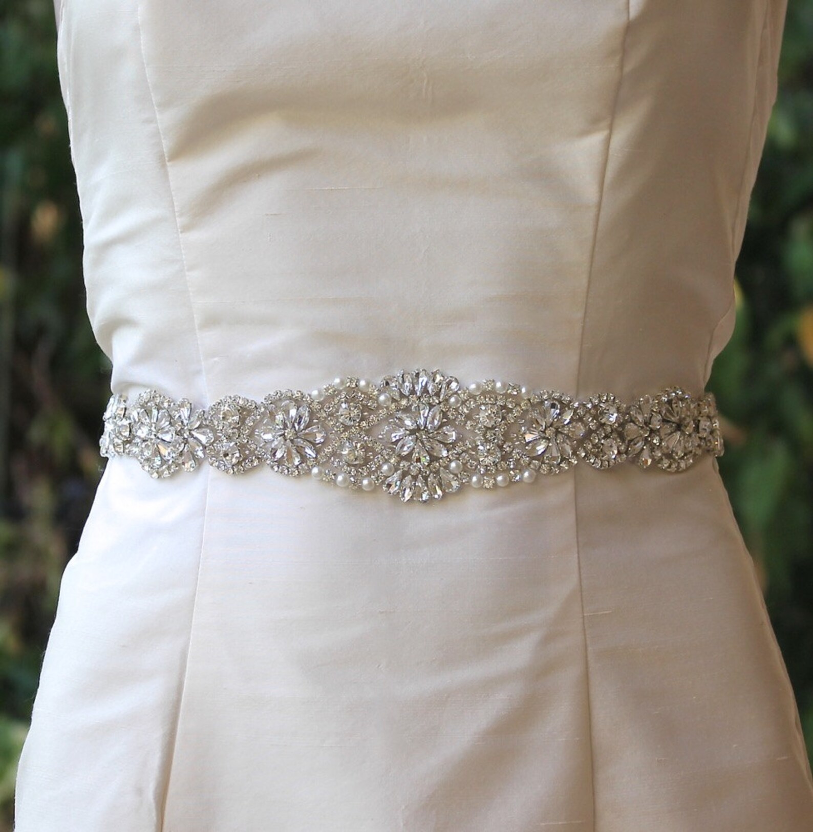 Crystal Bridal Sash Long Silver Crystal Sash Wedding Dress Etsy