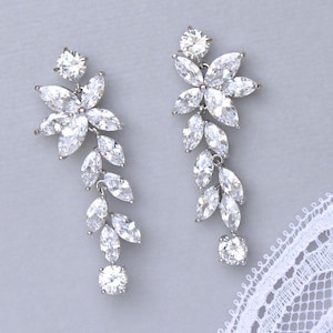 Conjunto de novia de cristal, conjunto de joyería nupcial, conjunto de collar y aretes de oro blanco, DENISE/MAXIME imagen 3