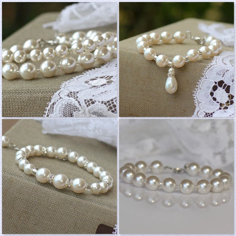 Pearl Drop Earrings, Pearl Bridal Earrings, Crystal & Pearl Wedding Earrings, SISSY 3 Pearl image 6