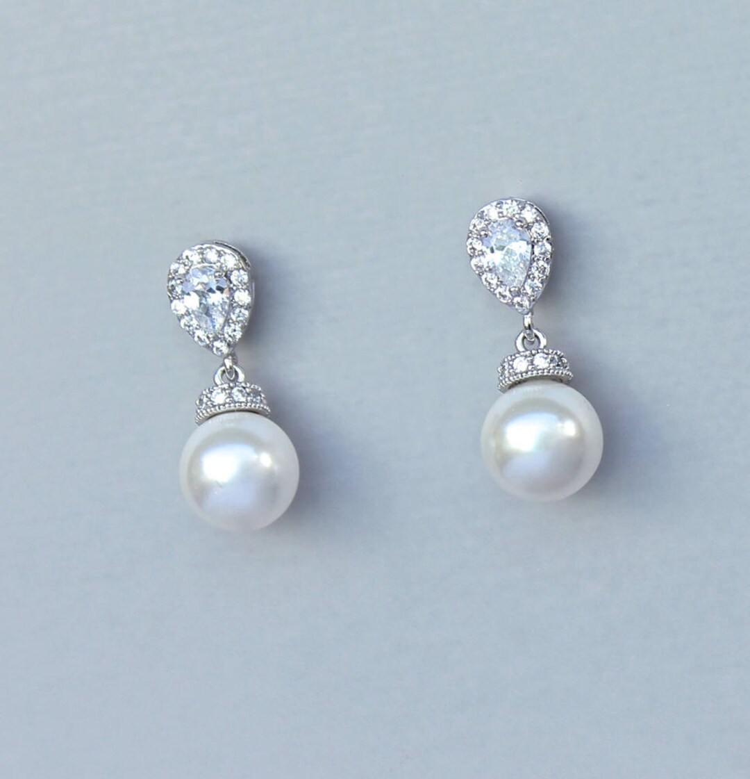 Pearl Drop Earrings, Pearl Bridal Earrings, Crystal & Pearl Wedding ...