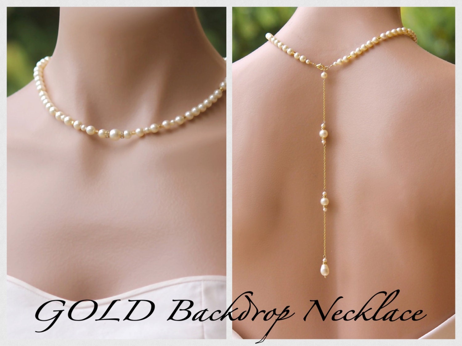 Shop A Perfect Bridal Pearl Drop Back Necklace with CZ & Pearl Fusion –  PoetryDesigns