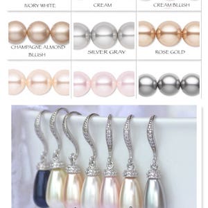 Crystal Pearl Teardrop Bridal Earrings, Marquise Crystal Drop Earrings, White Gold Crystal Wedding Earrings, ASHLEY PP image 5
