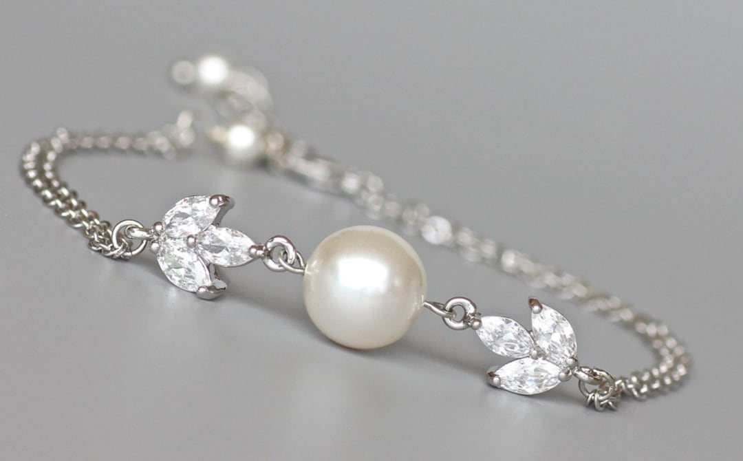 Bridal Bracelet Pearl & Crystal Bridal Bracelet Rose GOLD - Etsy