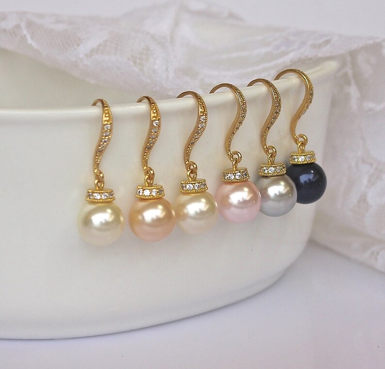 Blush Pearl Drop Earrings Pearl Bridal Earrings Pink Pearl Etsy