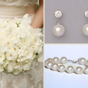 Pearl Bridal Set, Wedding Jewelry Set, Pearl Earrings & Bracelet SET, Swarovski Pearl Wedding Set, Bridesmaids Pearl Set