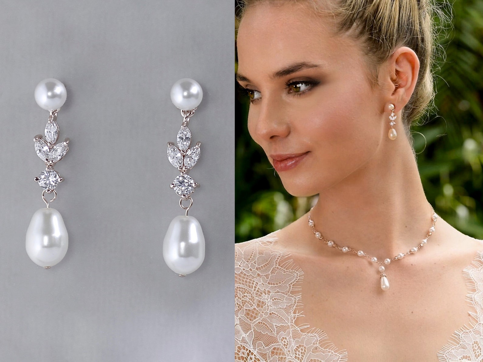 Crystal Pearl Drop Bridal Earrings Pearl & Crystal Etsy Australia
