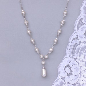 Backdrop Necklace,Pearl Back Drop Necklace, Pearl Bridal Necklace, Back Drop Option, VANESSA image 3