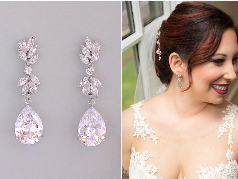 Opal Pink Amethyst Topaz Sapphire Earrings Bridesmaids Earrings Pink Crystal Chandelier Teardrop Earrings ANNIE C