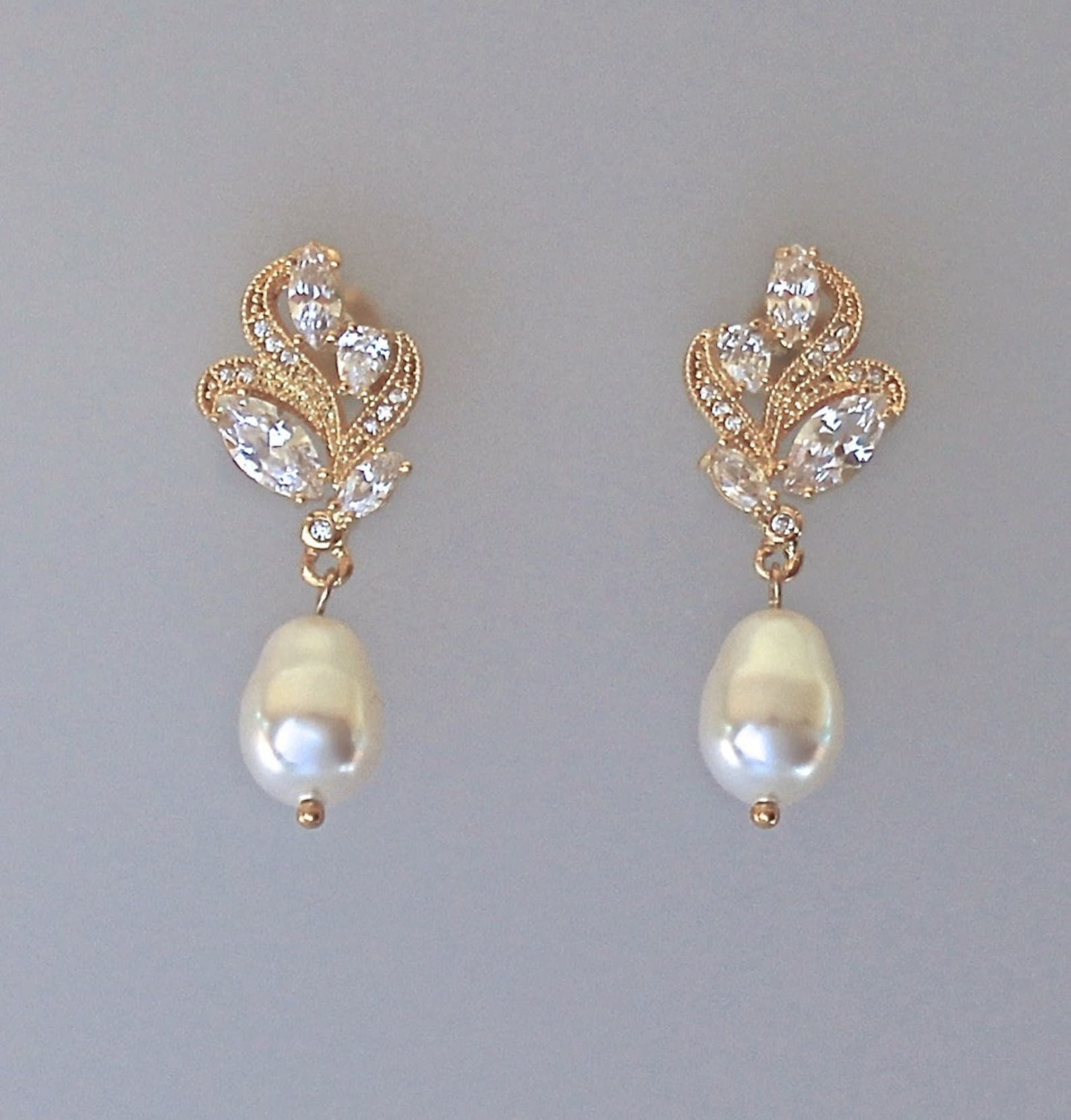 Gold Crystal Earrings Crystal Bridal Earrings Bridal Stud - Etsy