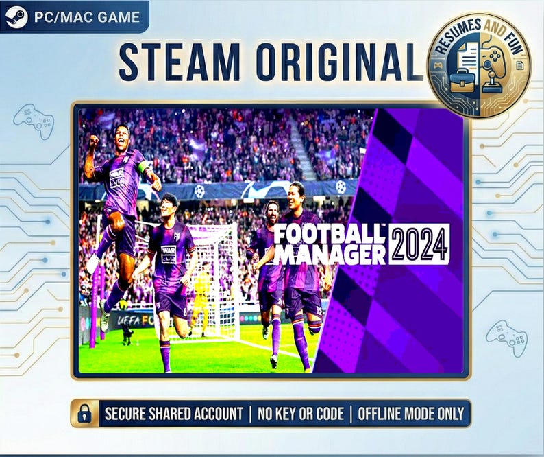 Football Manager 24 with game editor. Steam Game. PC / MAC Compatible video games.