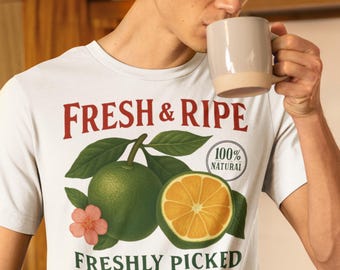 Camiseta estilo vintage com frutas frescas e maduras de Calamansi | Camiseta Plant Lovers da coleção Offdanforth Essentials