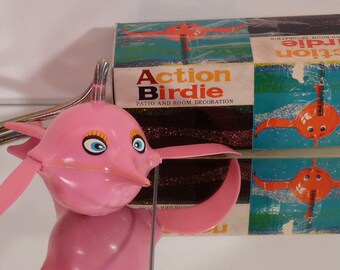 Vintage Pink Action Birdie for Room or Patio Decor
