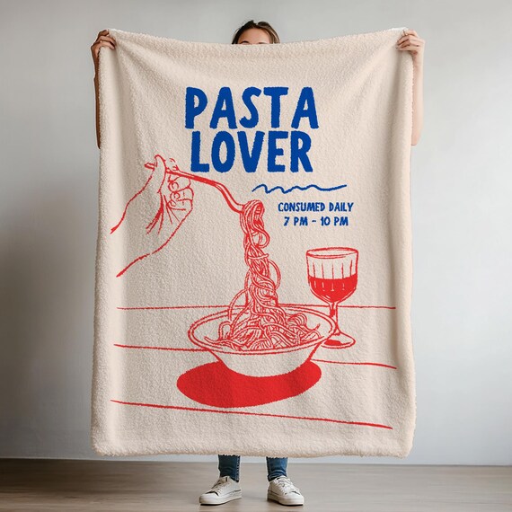 Pasta Lover Velveteen Throw Blanket: Funny Foodie Gift