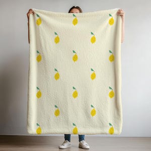 Yellow Lemons Fleece Blanket: Citrus Print Summer Throw