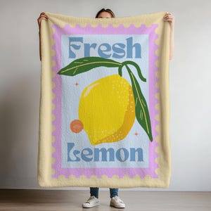 Organic Lemon Throw Blanket: Whimsical Citrus Kitchen Decor