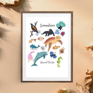Póster Animal Vibes - Buscando a Nemo - Arte infantil - Arte adorable - Impresión minimalista - Impresión A4 - Descarga digital