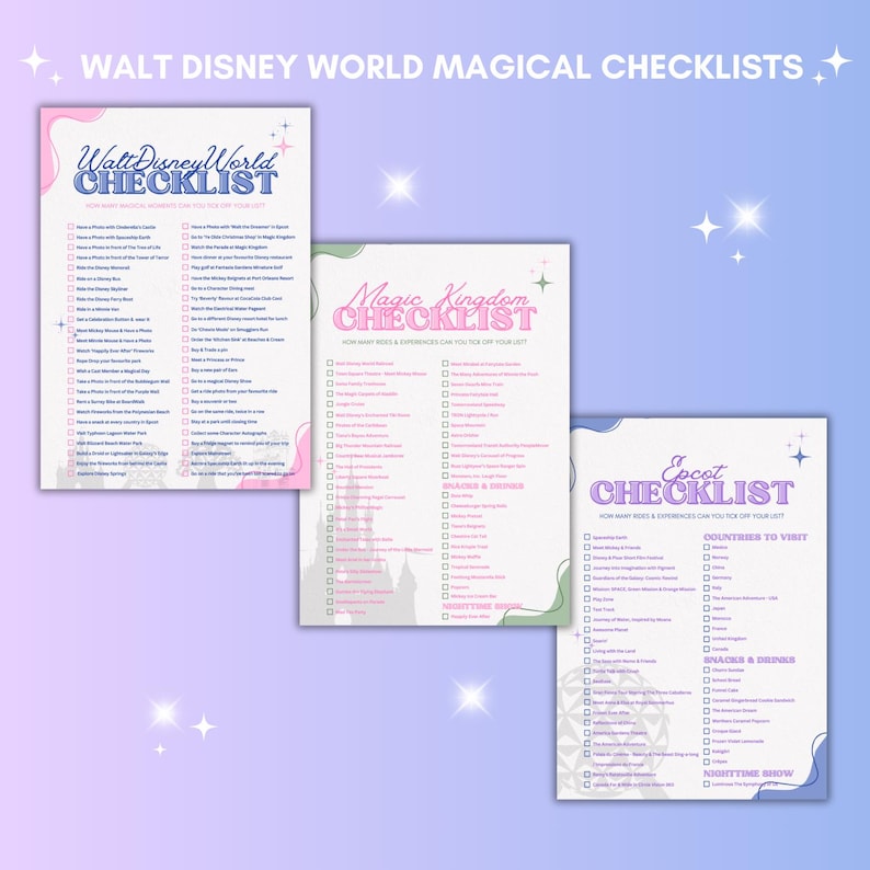 Walt Disney World Ride Checklists X 6 - Printable Digital Download ...