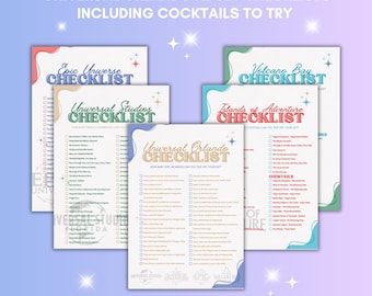 UNIVERSAL Erwachsene Checklisten | Druckbare Digitaler Download | Universal Studios, Epic Universe, Islands of Adventure, Volcano Bay & Cocktails