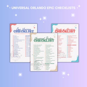 UNIVERSAL Orlando Ride Checklists x 3 - Printable Digital Download - Universal Studios, Islands of Adventure & Epic Universe