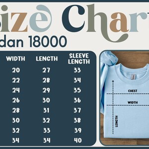 Gildan 18000 Size Chart Sweatshirt, Sweatshirt Measurement Guide, Custom Sweatshirt Sizes, Accurate Sizing Chart, Chest Width Length Sleeves