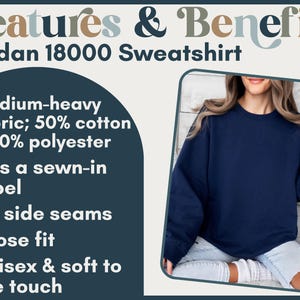 Gildan 18000 Sweatshirt, Medium-heavy Fabric, 50% Cotton 50% Polyester, Sewn-in Label, No Side Seams, Loose Fit, Unisex and Soft to Touch
