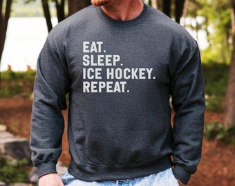 Felpa Eat Sleep Ice Hockey Repeat, regalo per gli appassionati di hockey, felpa per giocatori di hockey, felpa divertente da hockey, regalo per gli amanti dell'hockey su ghiaccio