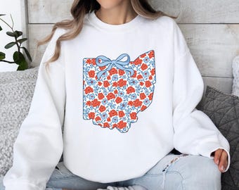 Ohio State Sweatshirt, Floral Pattern Apparel, Buckeye State Design, Floral Ohio Sweatshirt, State Pride Sweatshirt, Flower Sweatshirt, Ohio