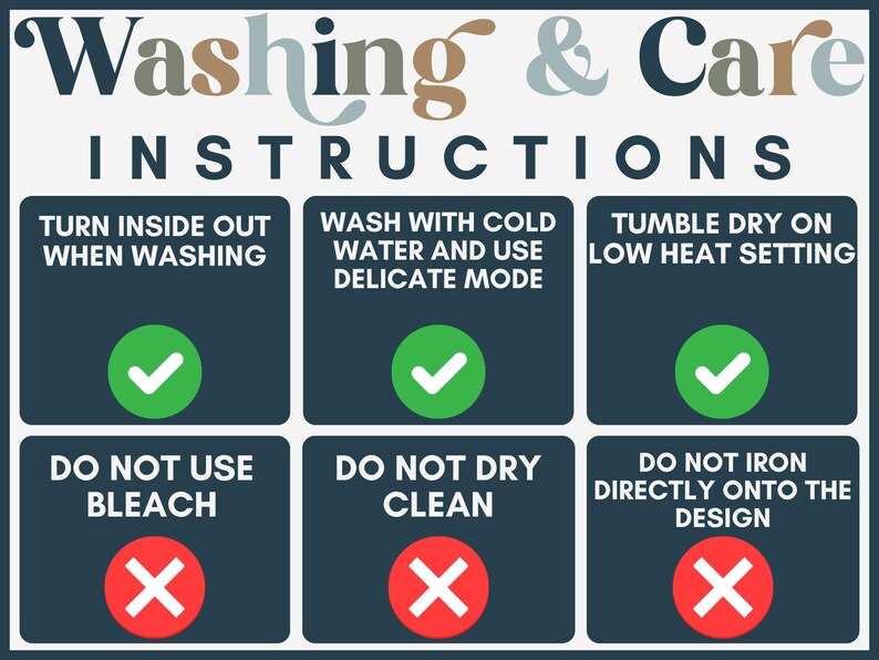 Washing Care Instructions Poster, Laundry Room Wall Art, Laundry Signs, Clothes Care Guide, Home Decor, Laundry Tips, Informative Art