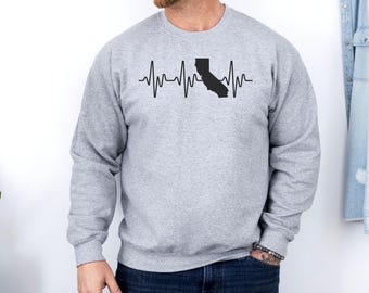 Sudadera California Heartbeat, jersey con orgullo estatal, camiseta California Love, Costa Oeste, regalo para californianos, contorno del estado