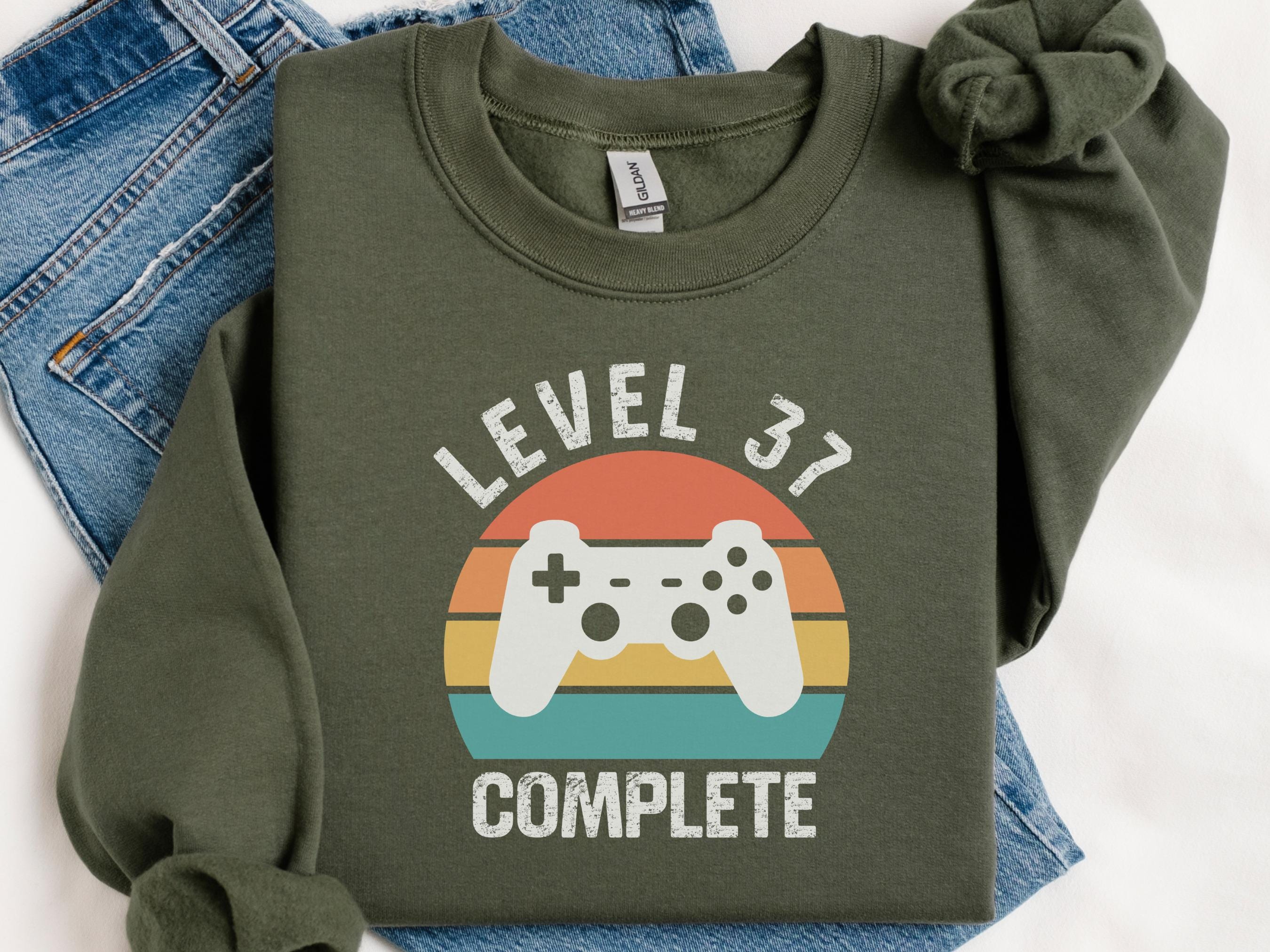 Sweat complet niveau 37, sweat anniversaire gamer, chemise anniversaire gaming, cadeau gaming rétro, sweat jeu vidéo, cadeau d'anniversaire