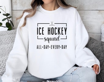 Felpa della squadra di hockey su ghiaccio, abbigliamento per tifosi di hockey tutto il giorno, mazze da hockey, felpa della squadra di hockey su ghiaccio