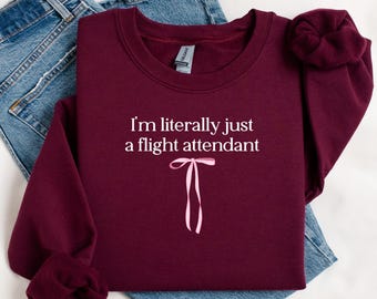 Sudadera de azafata, divertida sudadera de cuello redondo, ropa para viajar en avión, regalo para azafatas, sudadera de aviación para mujer, diseño de lazo