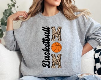 Sudadera para mamá de baloncesto, con estampado de leopardo, regalo para mamá deportista, sudadera bonita para mamá, sudadera para mamá de equipo, sudadera para el día del partido de baloncesto