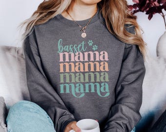 Felpa Basset Mama, cane Basset Hound, regalo per mamma di cani, graziosa felpa per cani, regalo per amanti dei cani, proprietario di animali domestici, felpa alla moda, regalo per lei