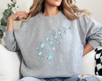 Sea Turtle Sweatshirt, Ocean Life Art, Turtle Lover Gift, Coastal Style, Marine Animals, Beach Wear, Trendy Sweatshirt, Sea Creature Art
