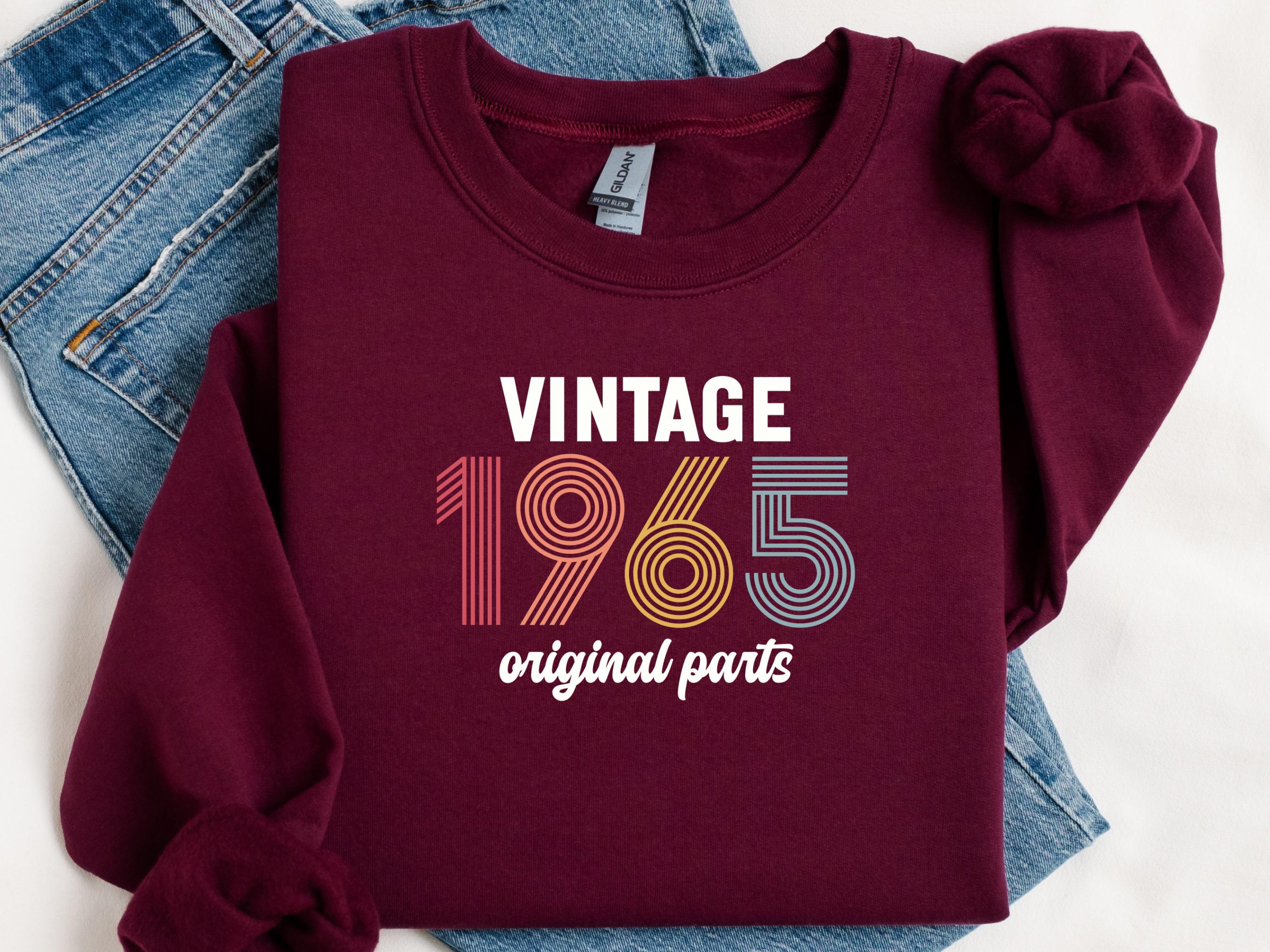 Vintage 1965 Original Parts Sweatshirt, Retro Birthday Gift, 1965 