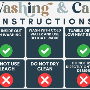 Washing Care Instructions Sign, Laundry Room Decor, Laundry Guide Poster, Wash and Care Symbols, Laundry Instruction Chart