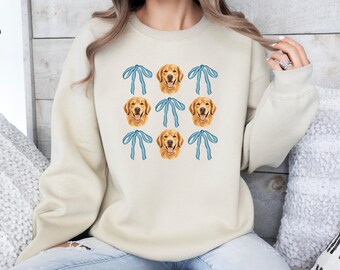 Sweatshirt golden retriever, sweater schattige hond, cadeau hondenliefhebber, sweater puppy, sweater huisdier, sweater met strik