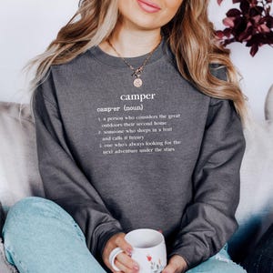Camper Definition Sweatshirt, Camping Lover Gift, Outdoorsy Apparel, Tent Life Sweater, Adventure Seeker Clothing, Gift for Campers