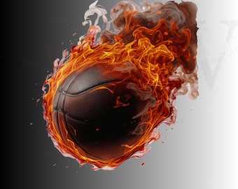 Flaming Basketball PNG: Fire Sublimation Design for Game Day